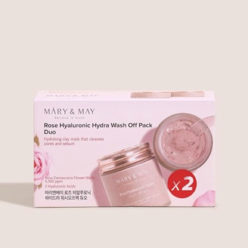 Mary&May Rose Hyaluronic Hydra Wash Off Pack Duo (125gx 2ea), New in Box